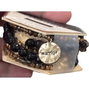 Soul Stacks Bracelet, Black Agate, wARRIOR Wrap Bracelet or Necklace